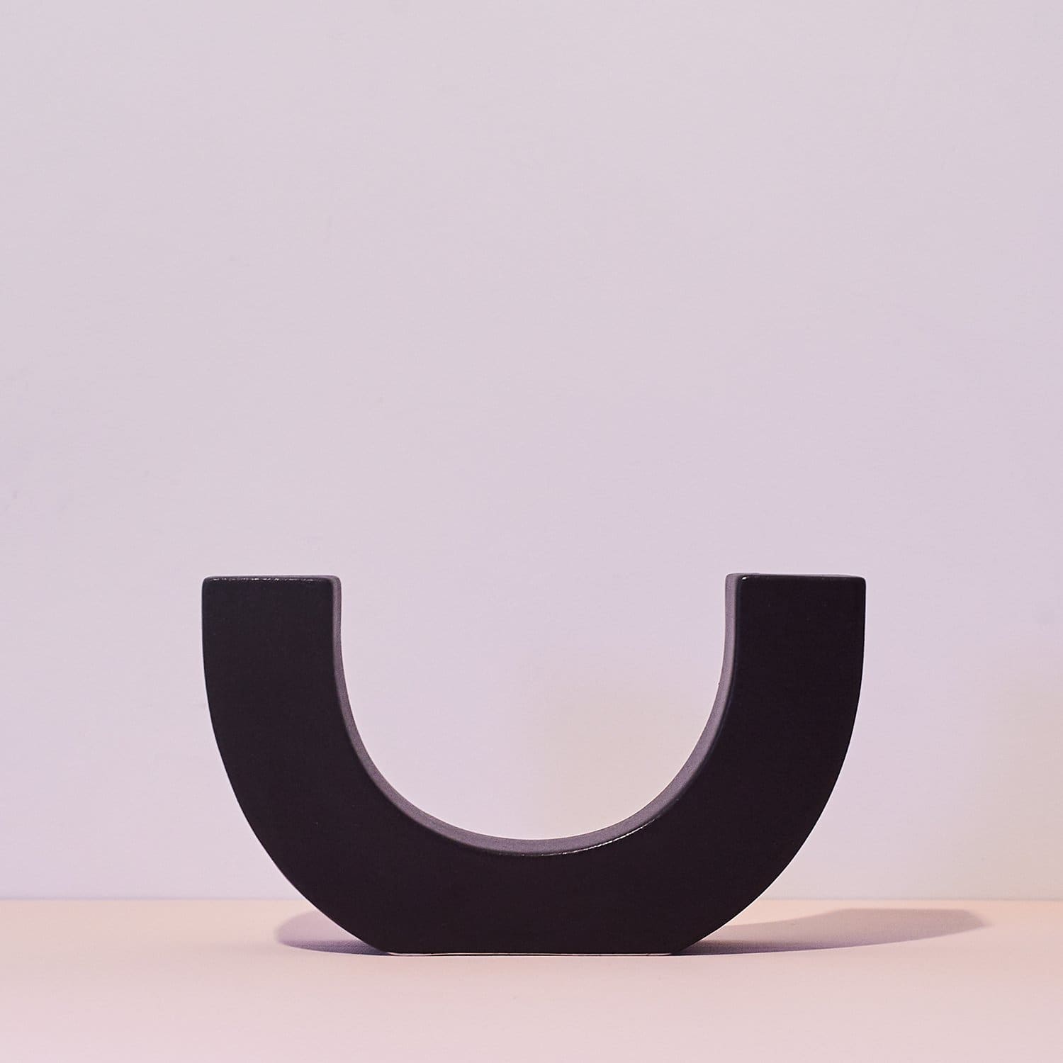 U-shaped Ceramic Taper Holder - Black Candle Holder -