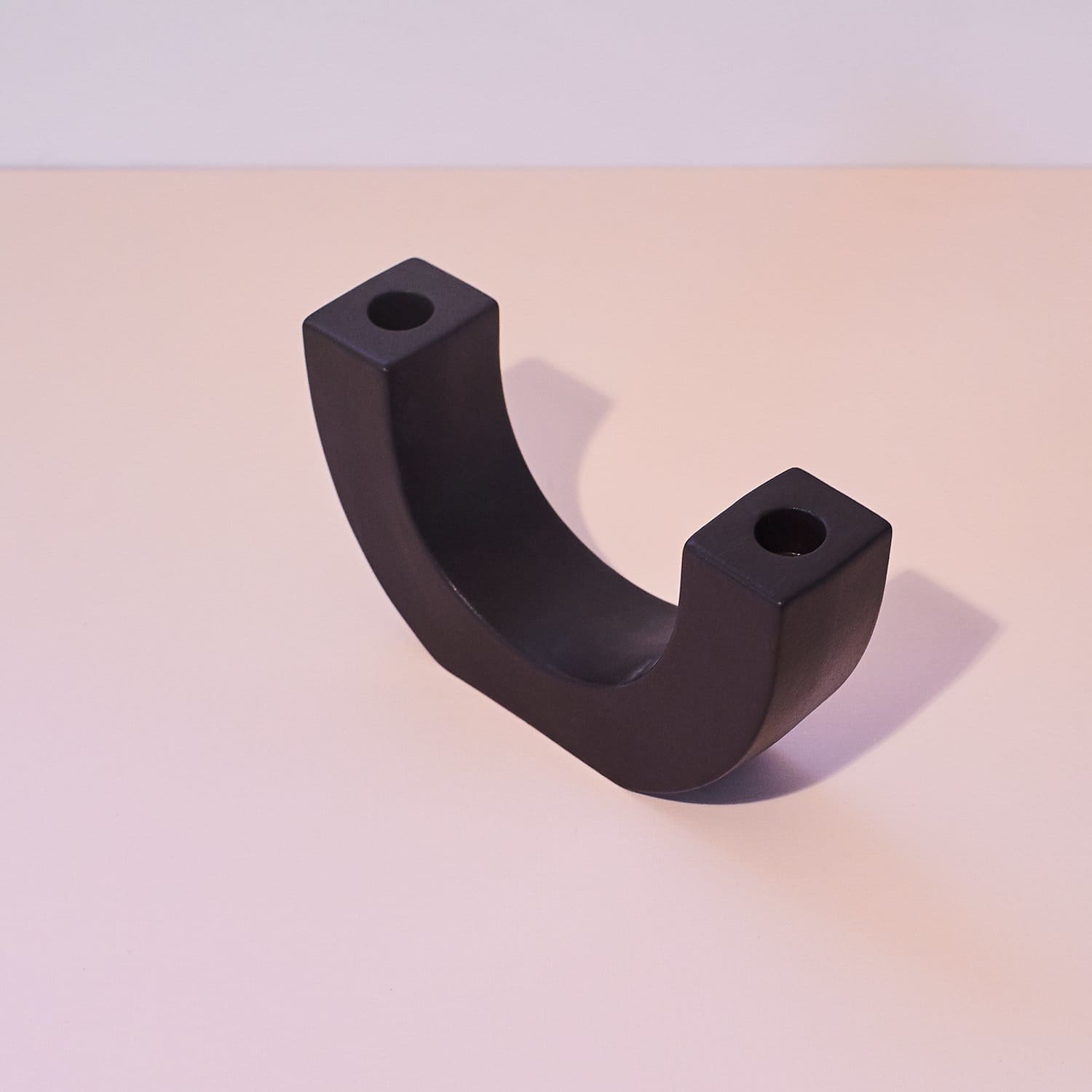 U-shaped Ceramic Taper Holder - Black Candle Holder -