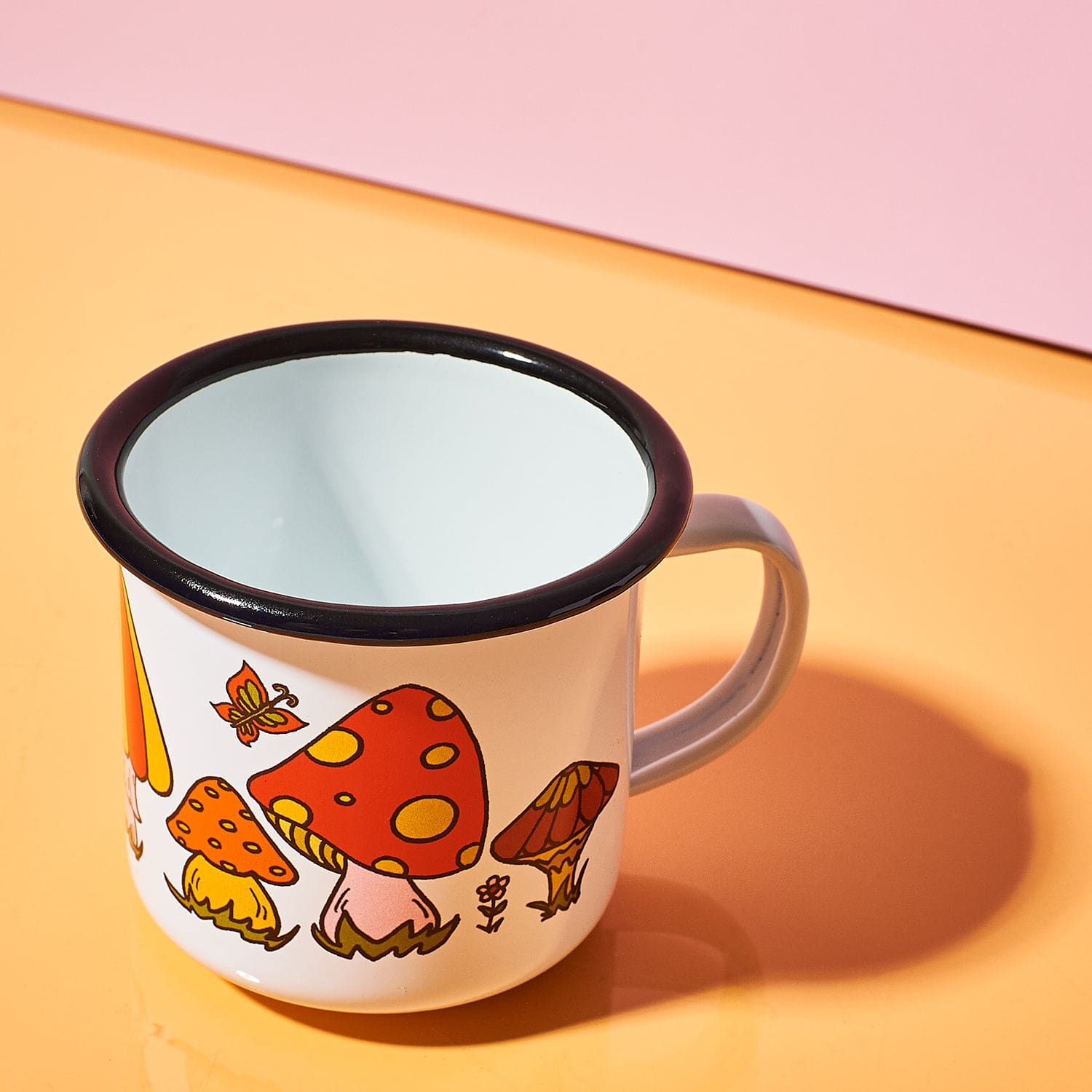 Enamel Camping Mug - Orange Mushroom Camping - Coffee Mug -