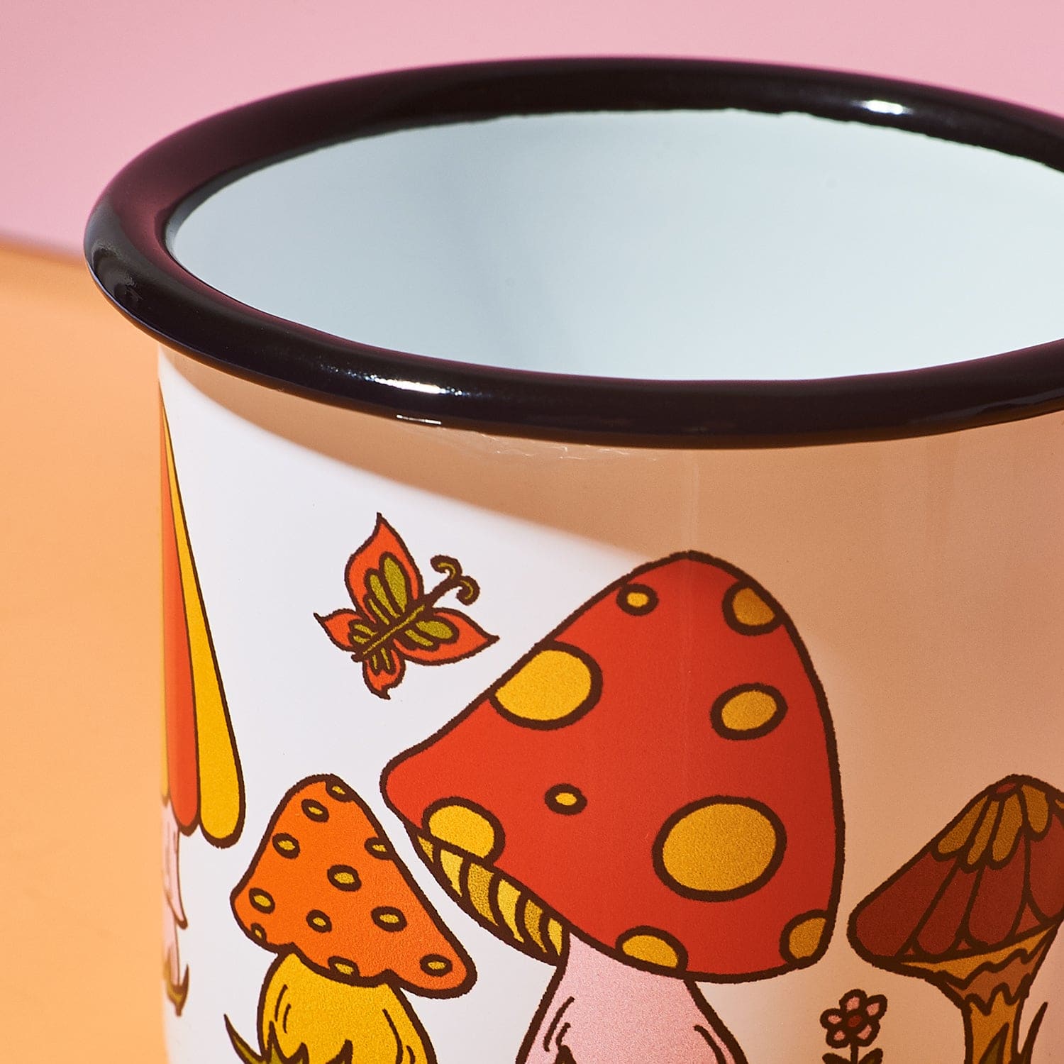 Enamel Camping Mug - Orange Mushroom Camping - Coffee Mug -