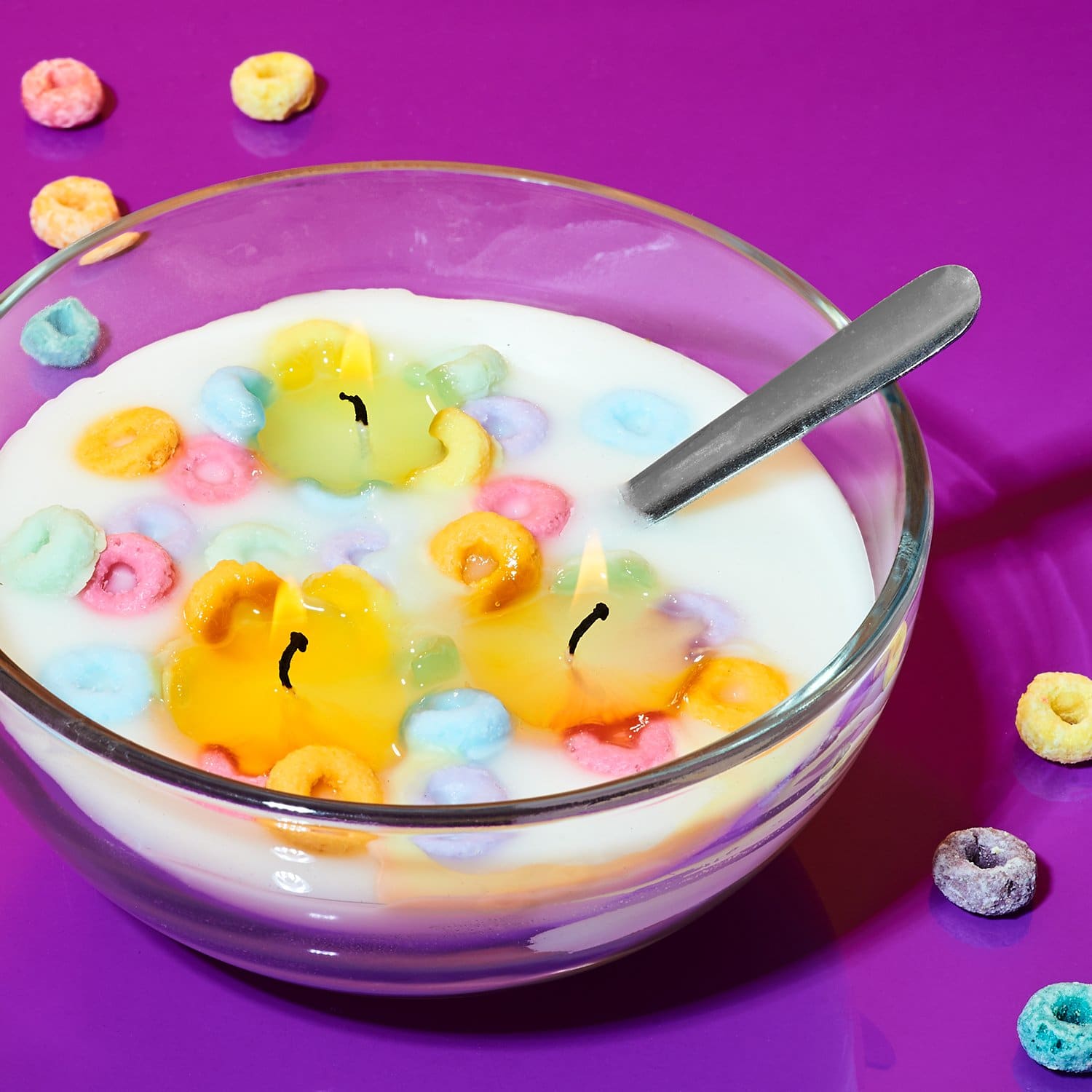 Fruit Loops Cereal Bowl Candle Breakfast - Breakfast of