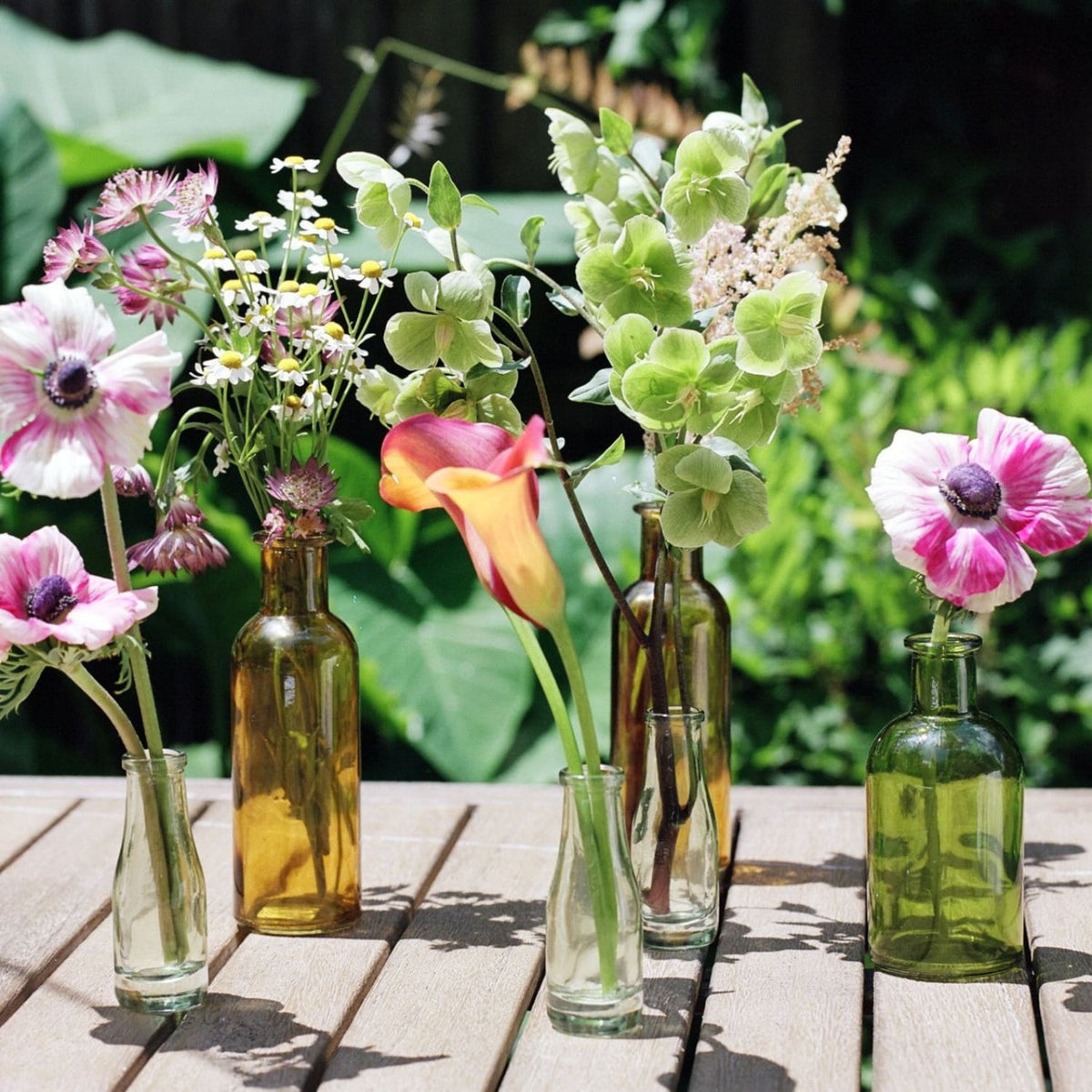 Glass Bottle Bud Vase - Amber Bud Vase - Flower - Glass -
