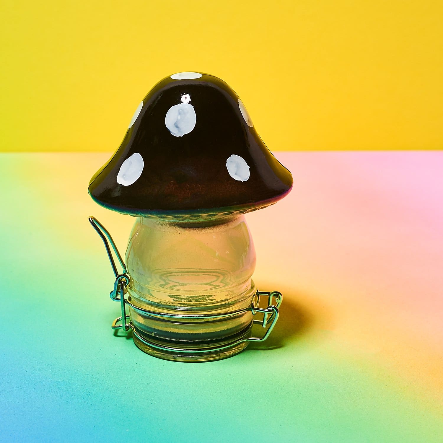 Mushroom Glass Jar Inthegarden
