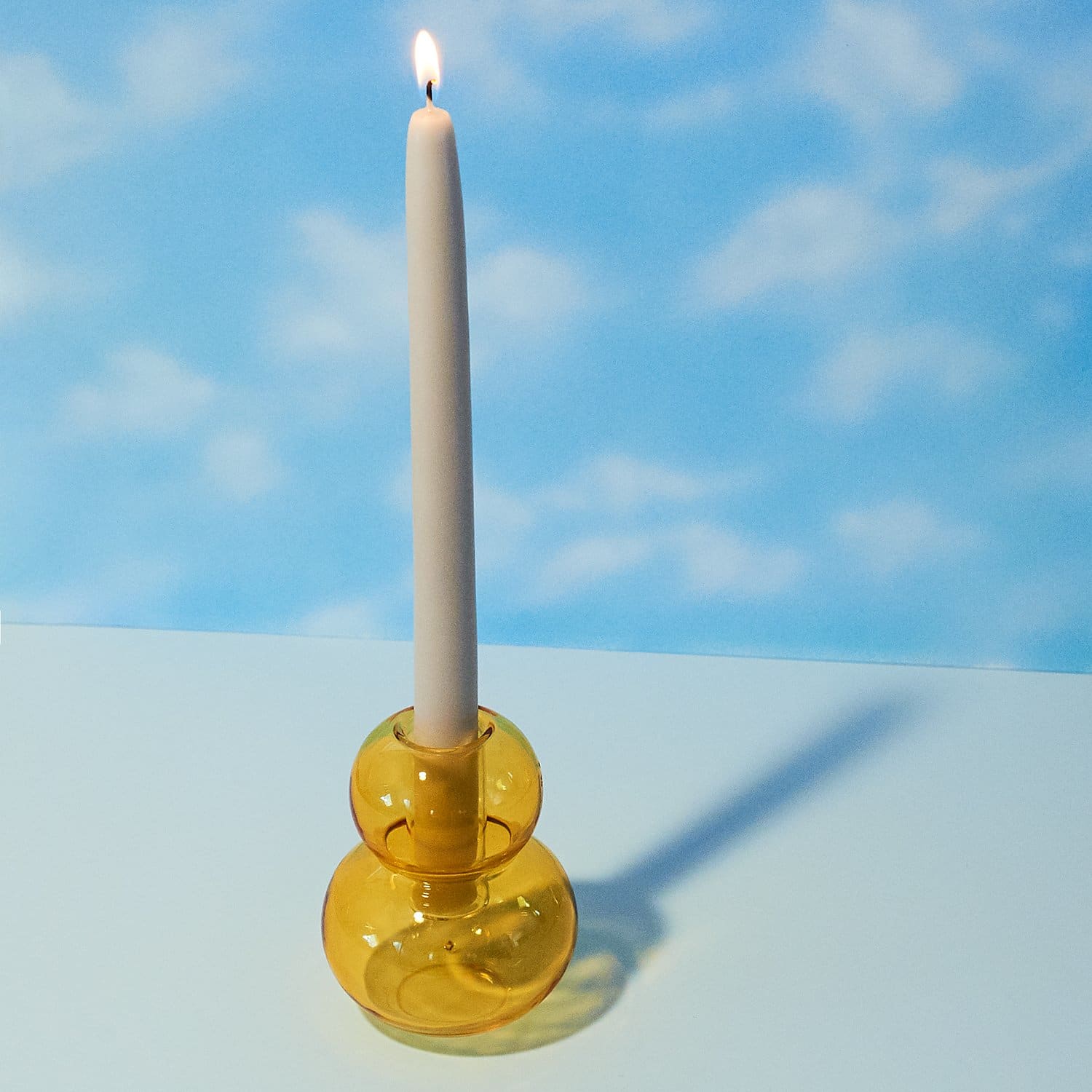 Realm Glass Bubble Candle Holder - Yellow Bubble - Candle -