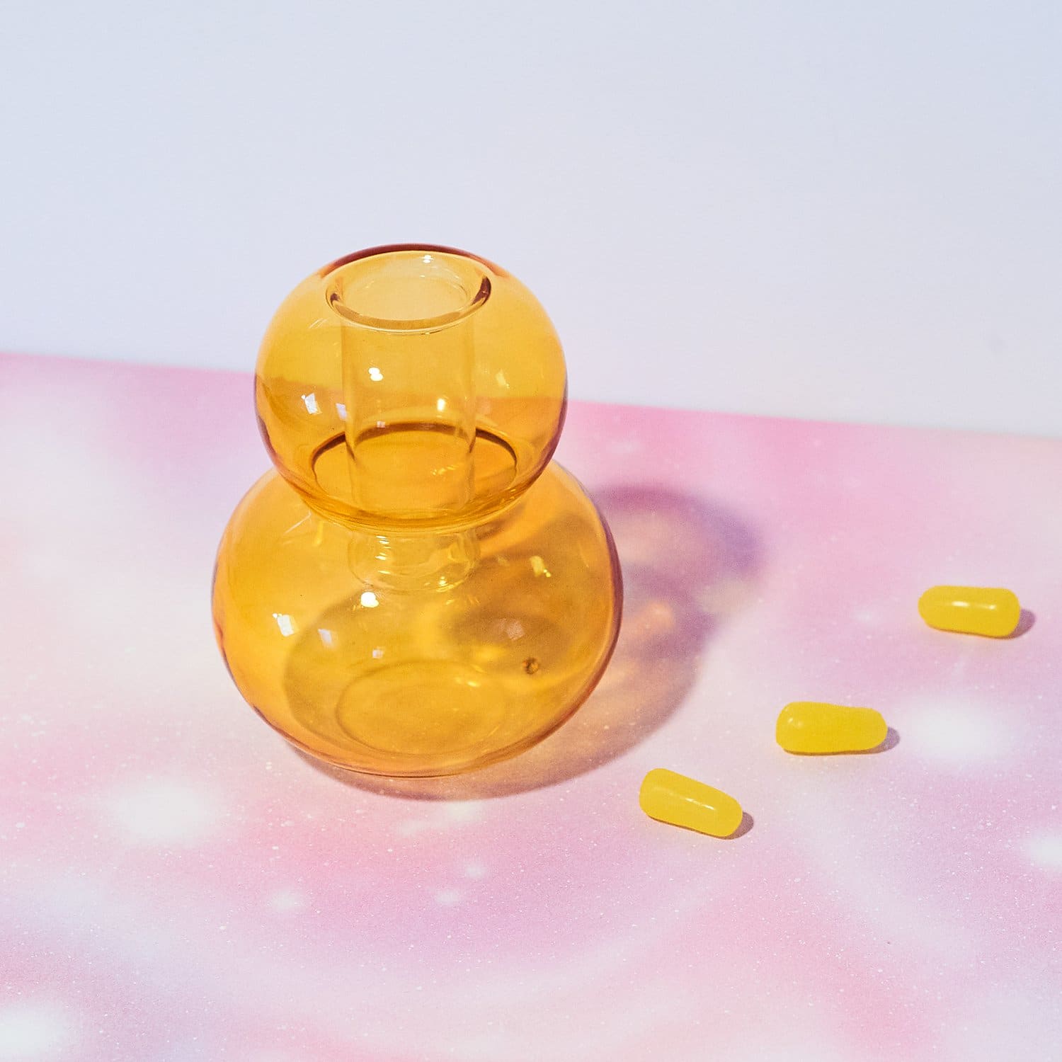 Realm Glass Bubble Candle Holder - Yellow Bubble - Candle -