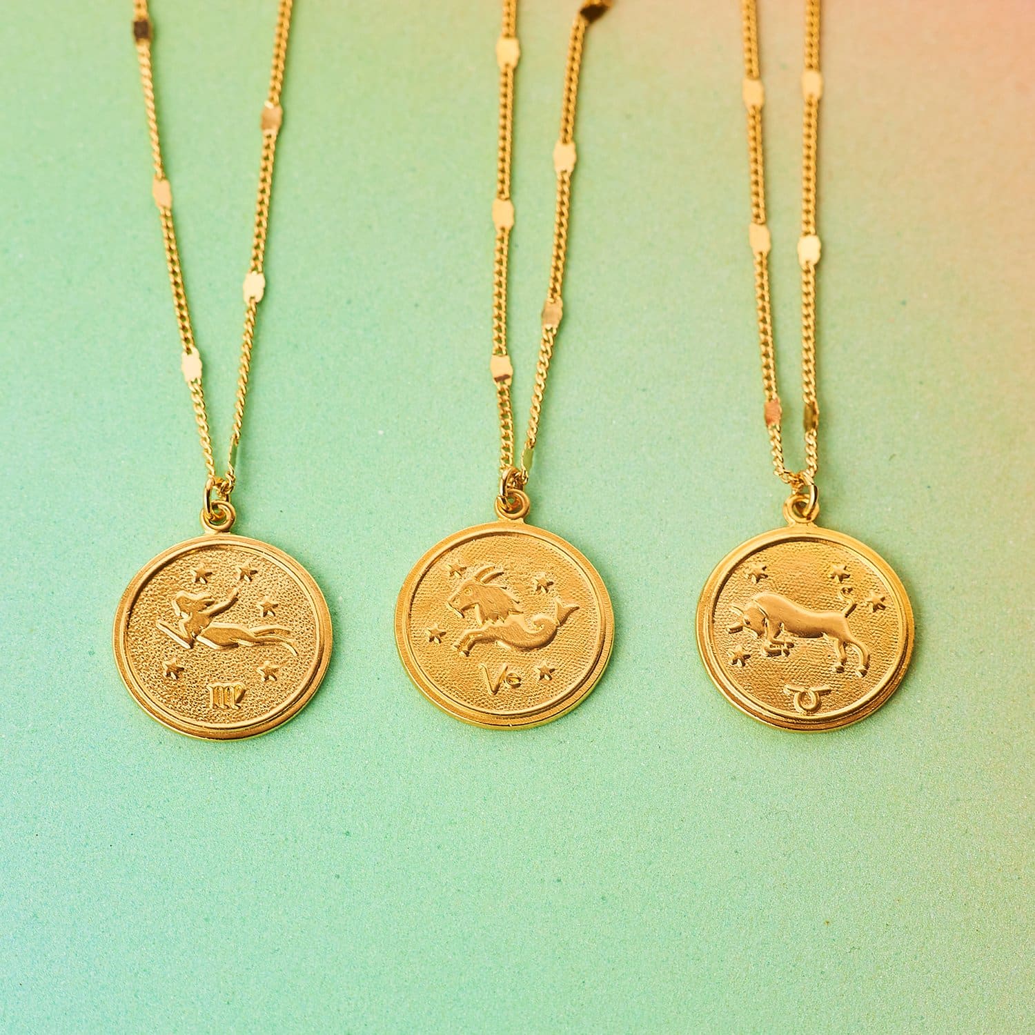 Zodiac Medallion Necklace Aquarius - Aries - Astrology