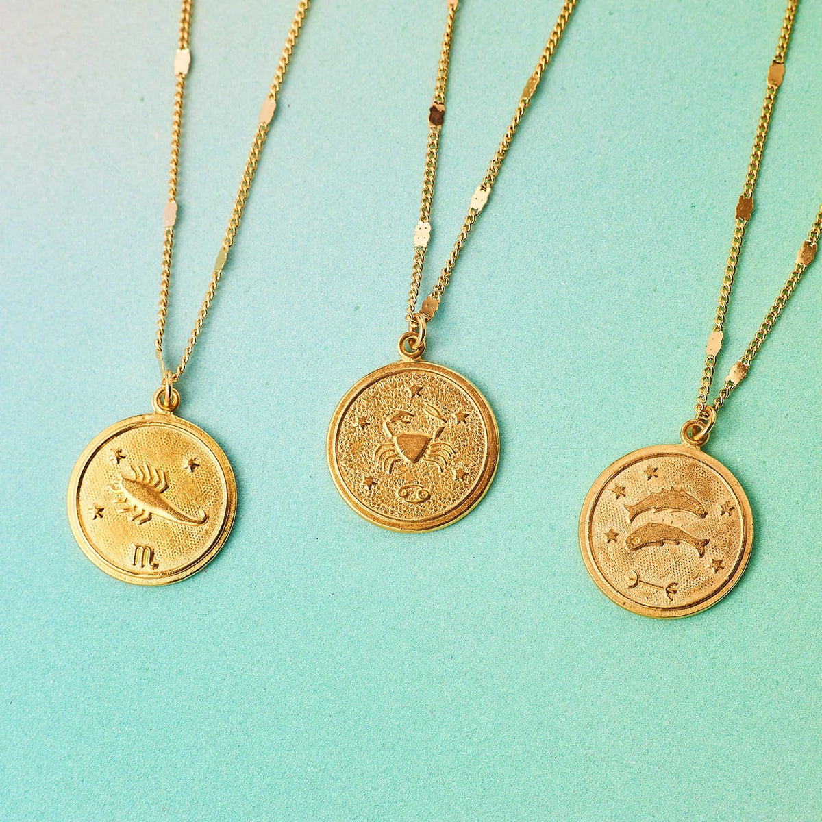 Zodiac Medallion Necklace Aquarius - Aries - Astrology