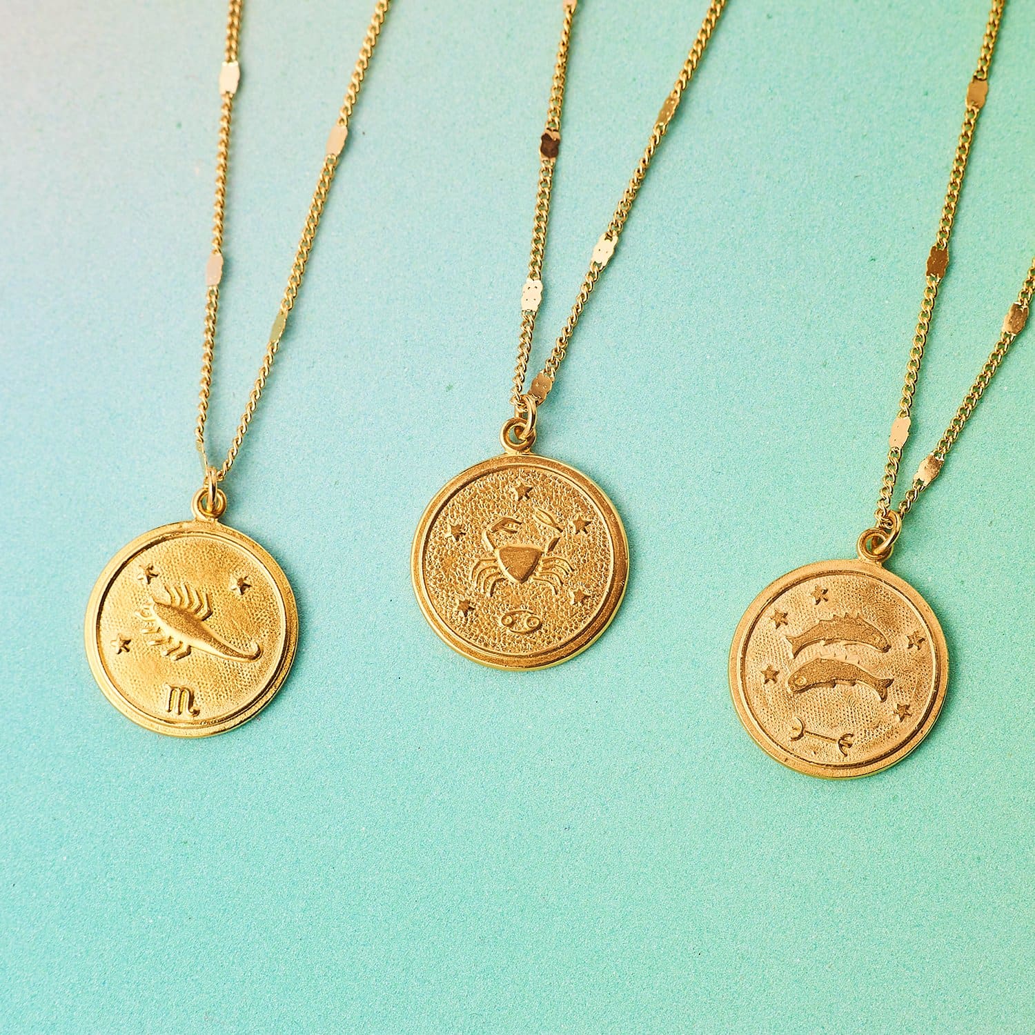 Zodiac Medallion Necklace Aquarius - Aries - Astrology