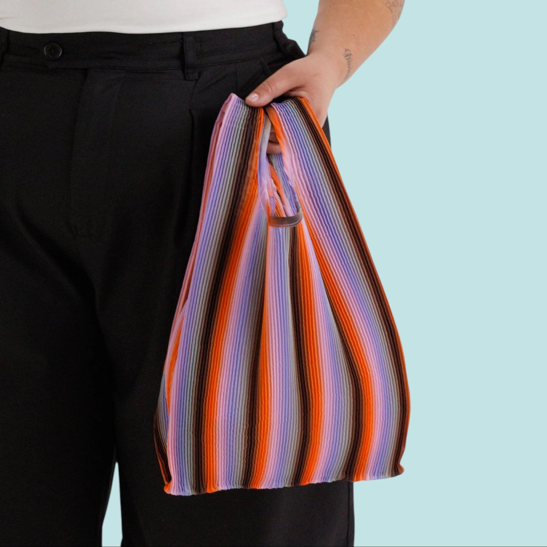 Pleated Baggu Tote Gradient Poppy & Lilac