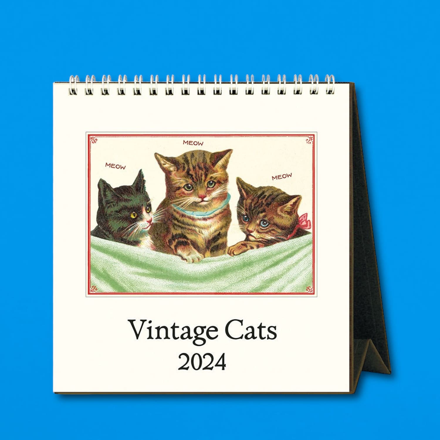2024 Monthly Desk Calendar - Vintage Cats 0823 - Calendar24