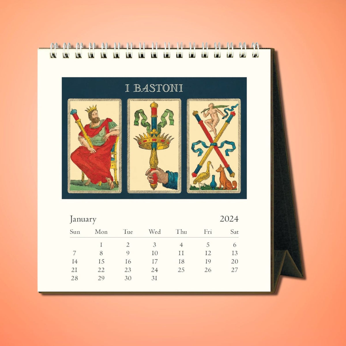 2024 Monthly Desk Calendar - Vintage Italian Tarot 0823 -