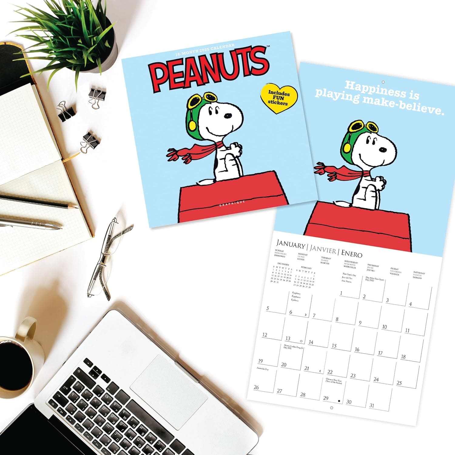 2025 Mini Calendar - Peanuts Snoopy Happiness Is...