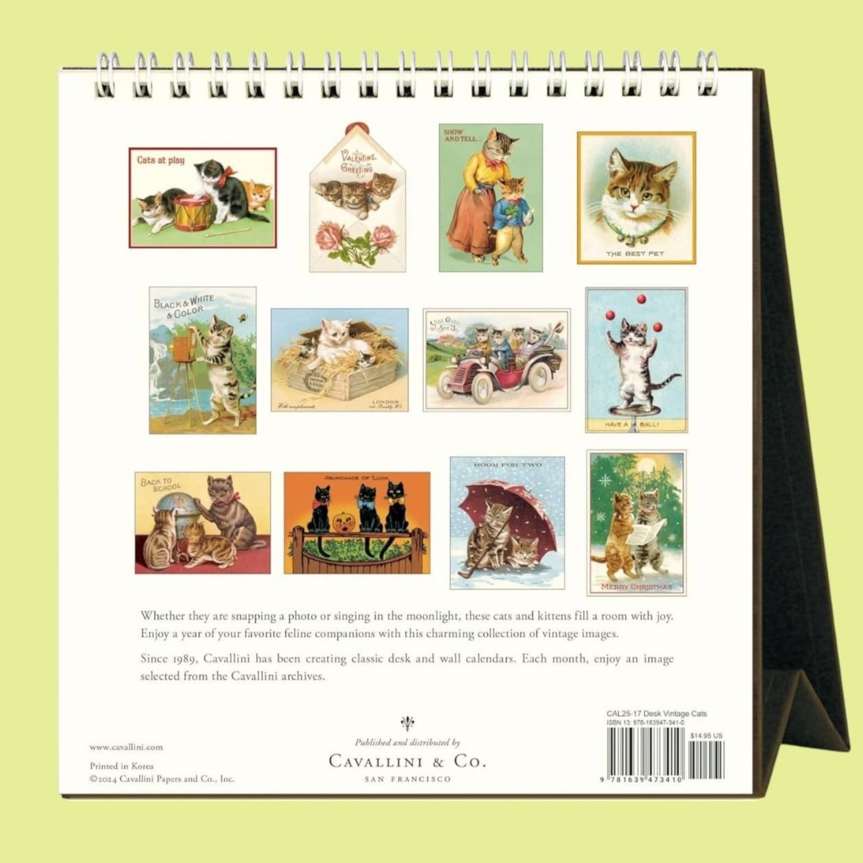 2025 Monthly Desk Calendar - Vintage Cats Calendar