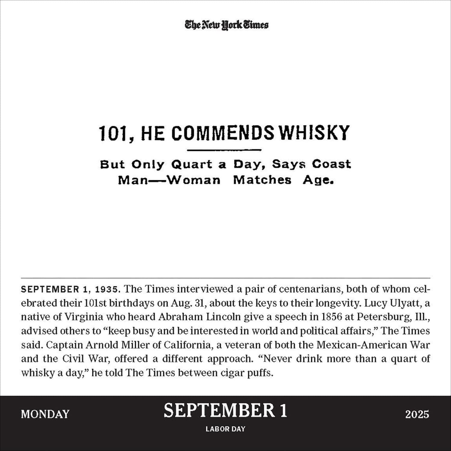 2025 Page a Day Desk Calendar - New York Times Headlines