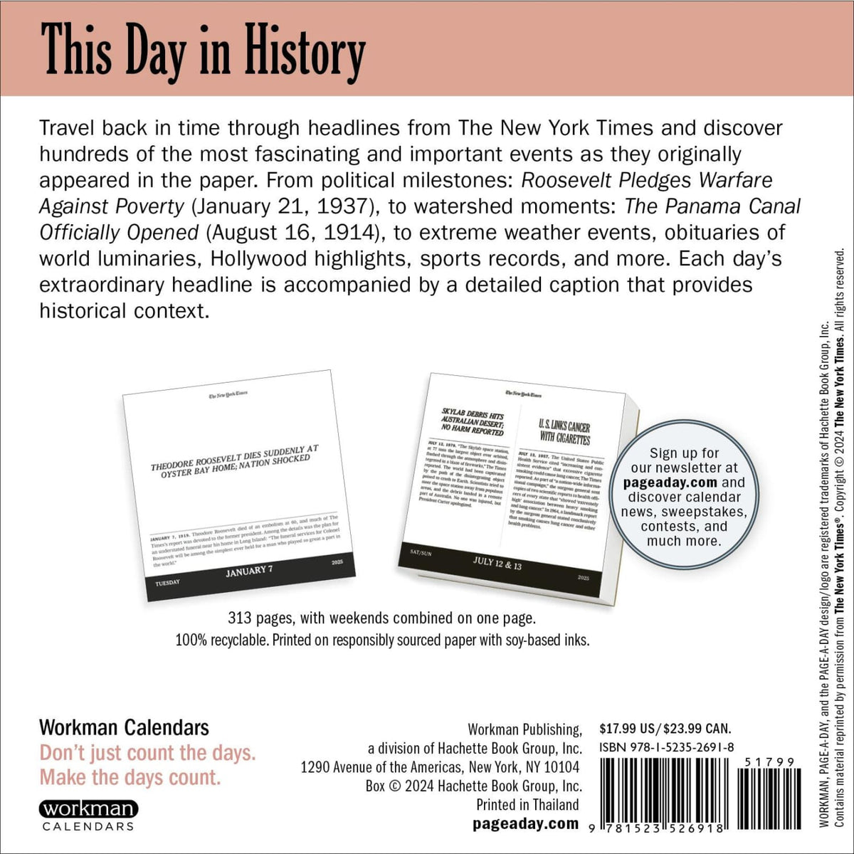 2025 Page a Day Desk Calendar - New York Times Headlines