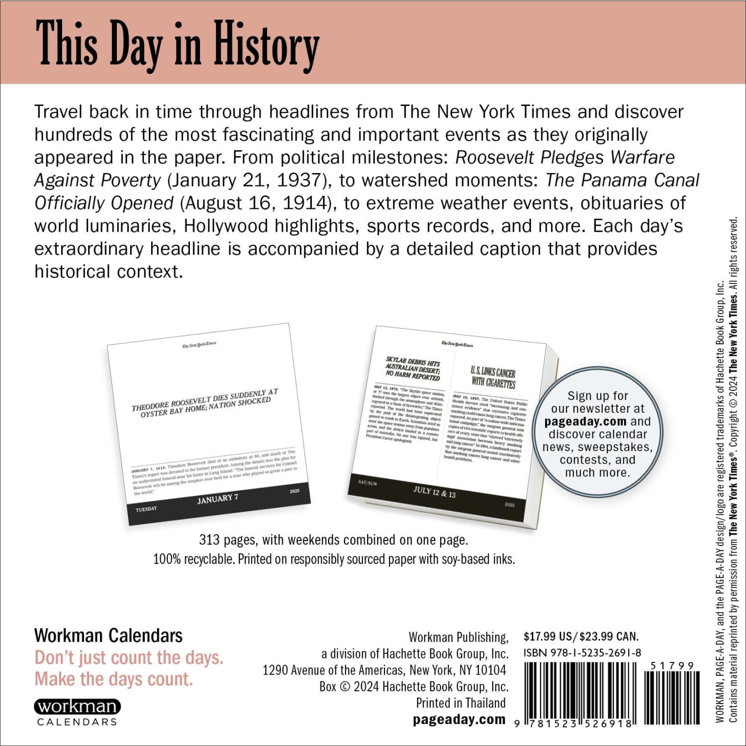 2025 Page a Day Desk Calendar - New York Times Headlines