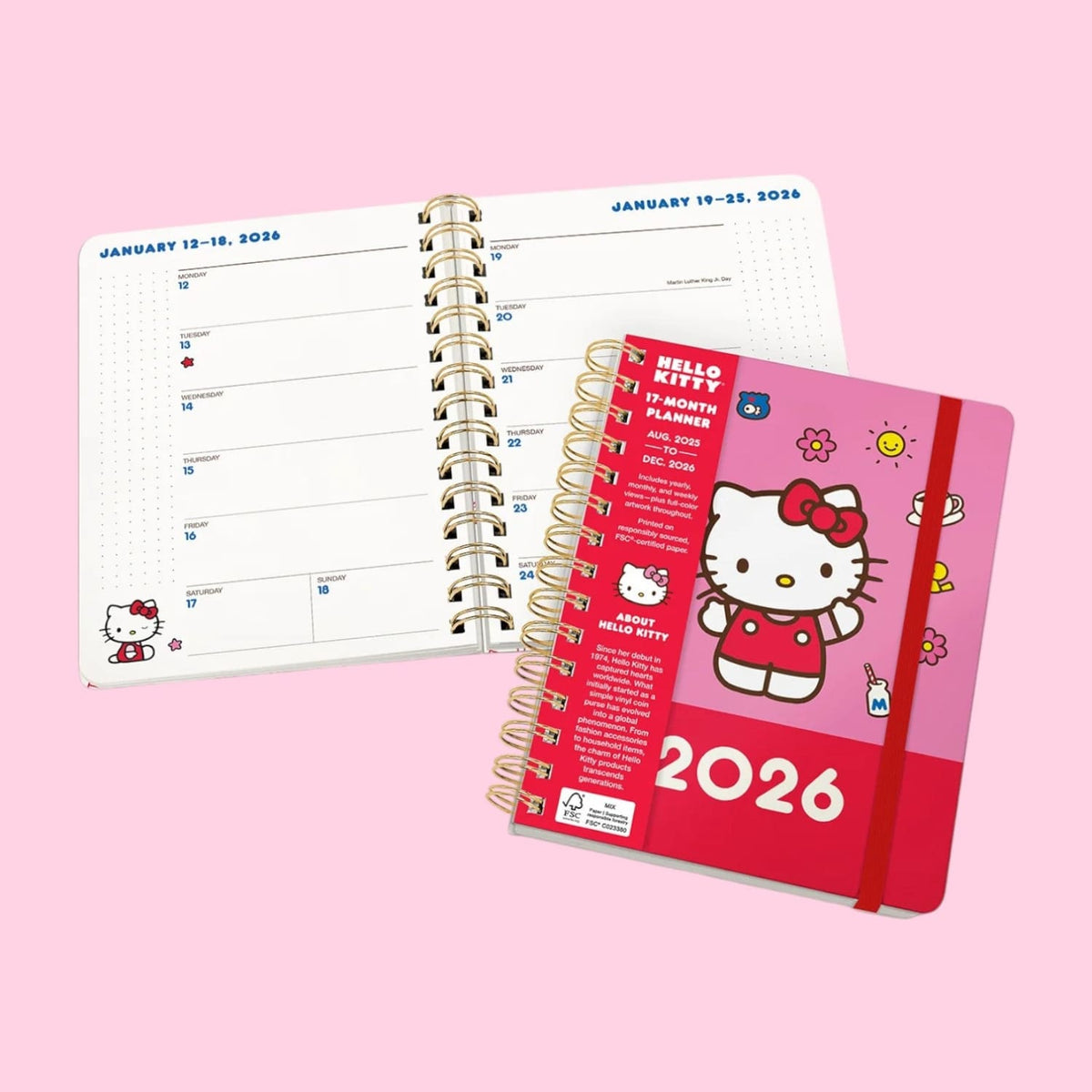 2026 Hello Kitty Playful Pink Compact Planner Calendar