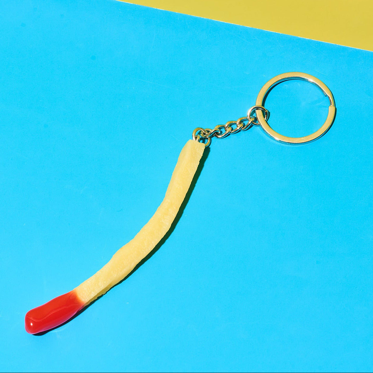 French Fry in Ketchup Keychain