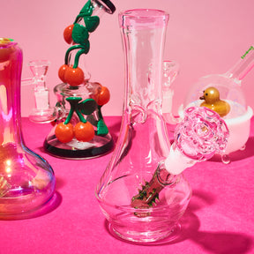 Flower Vase Glass Bong - Pink