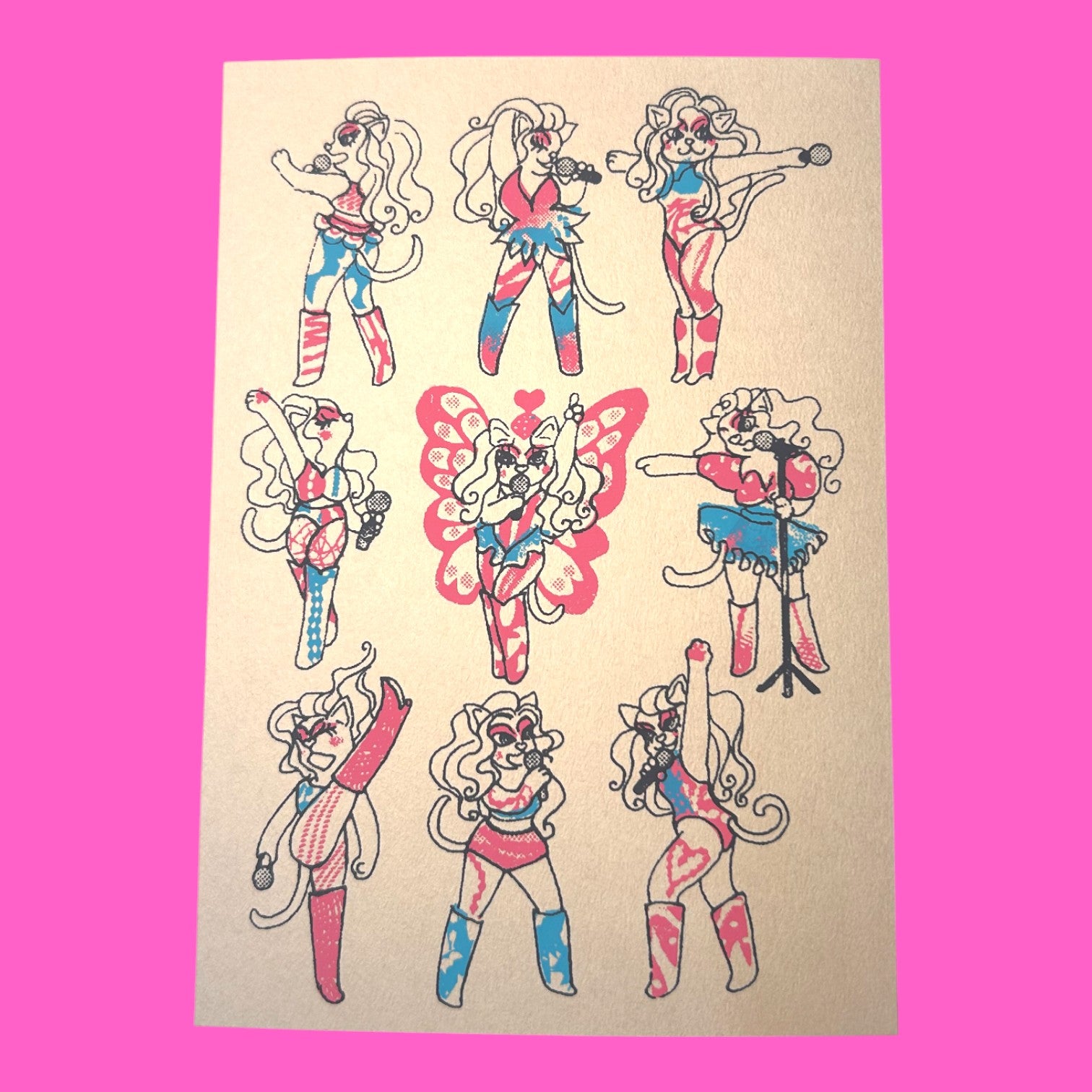 Hand Silkscreen Postcard - Chappell Cat