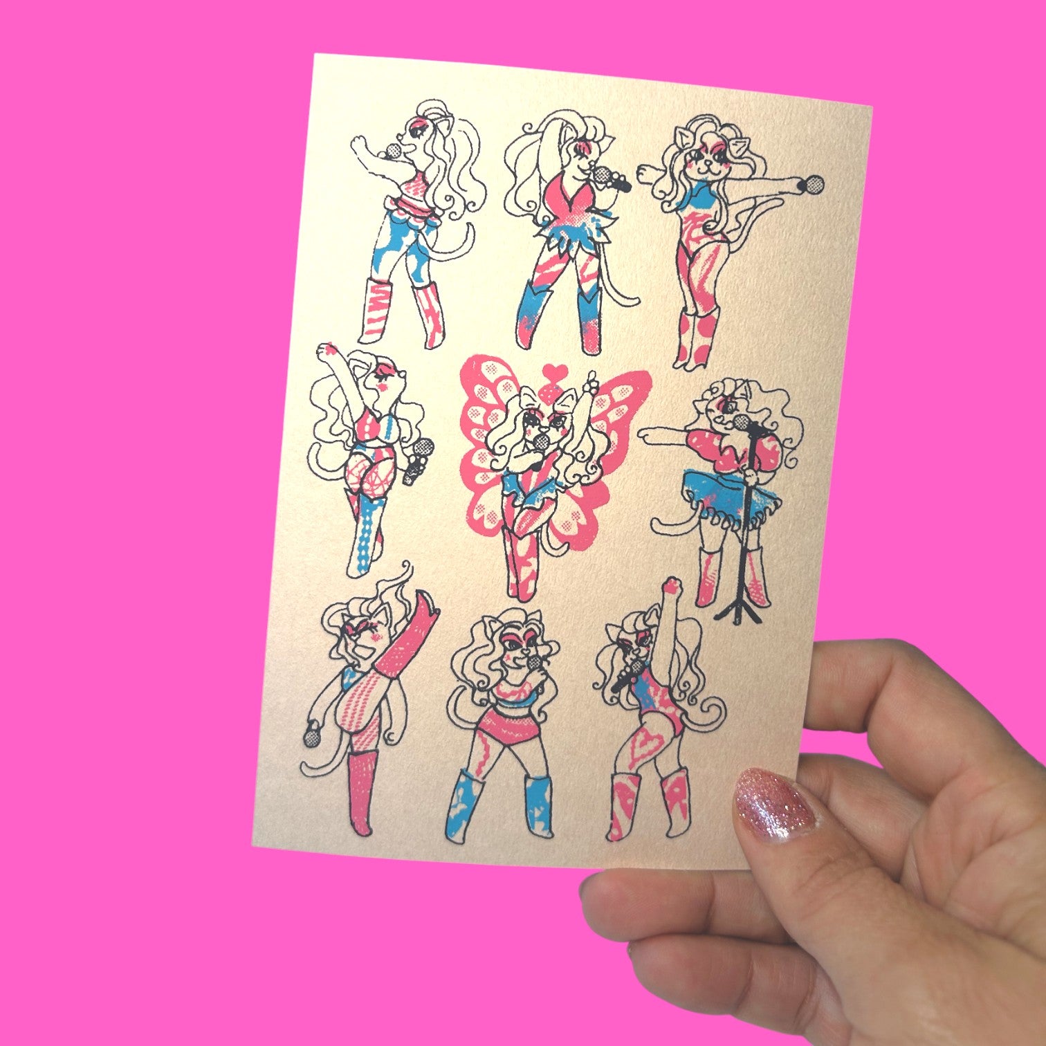 Hand Silkscreen Postcard - Chappell Cat