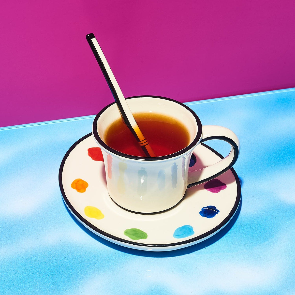 Artist’s Palette Teacup Saucer Df8829 Kitchen And Drink