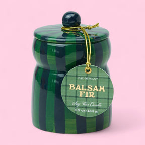 Balsam Fir Striped Cabana with Lid Candle Candle - Candles
