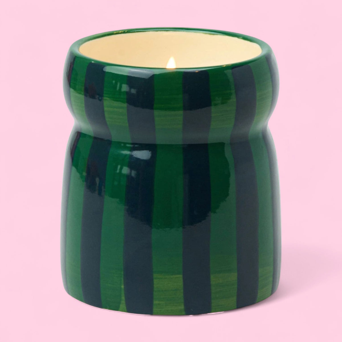 Balsam Fir Striped Cabana with Lid Candle Candle - Candles
