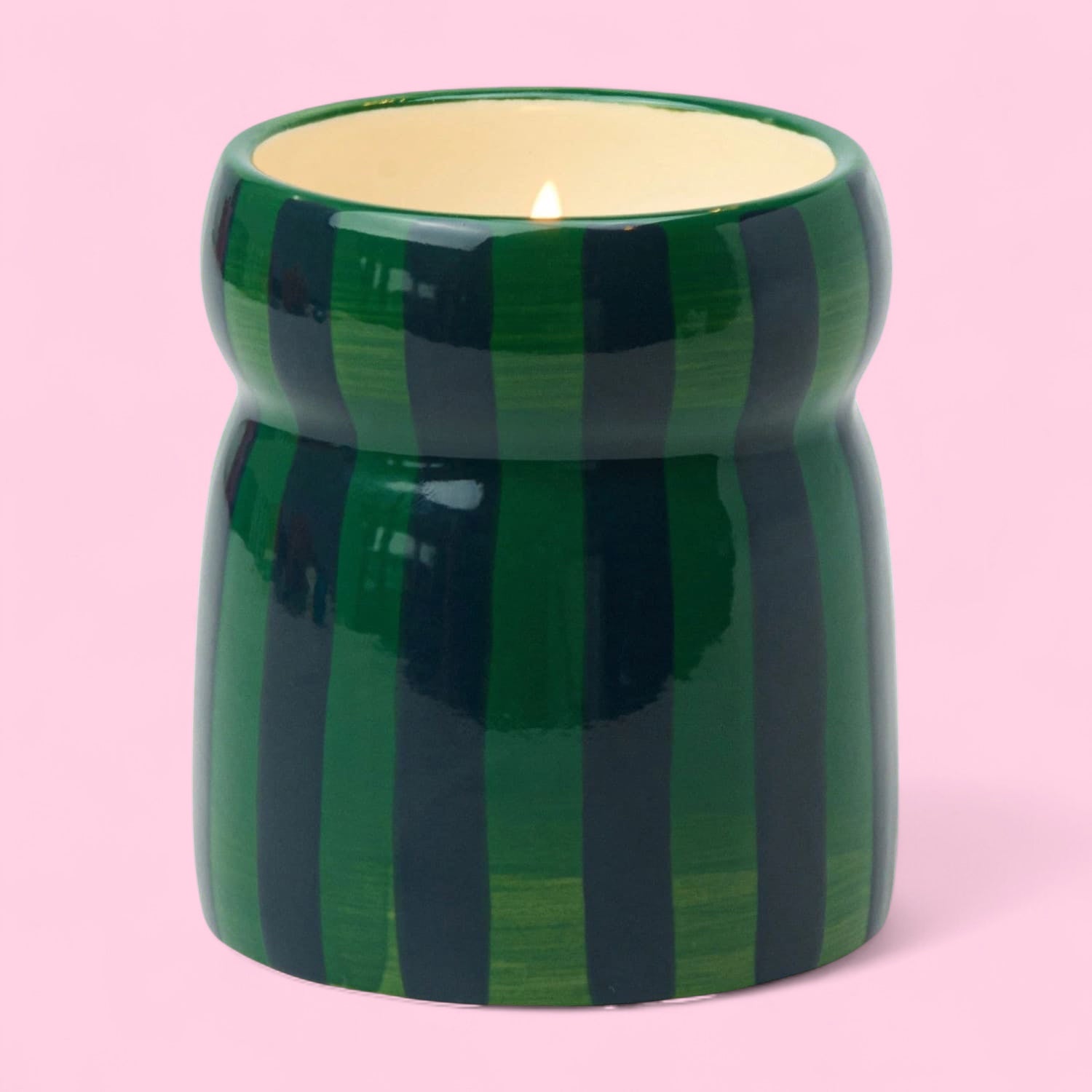 Balsam Fir Striped Cabana with Lid Candle Candle - Candles