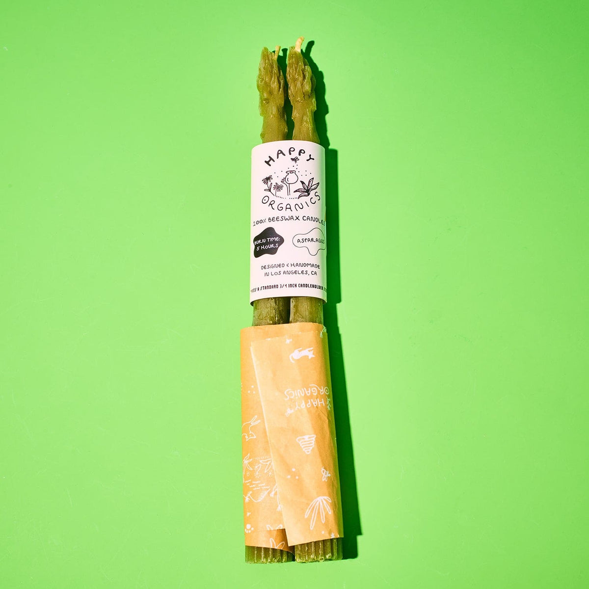 Beeswax Asparagus Taper Candles Set of 2 Candle - Taper