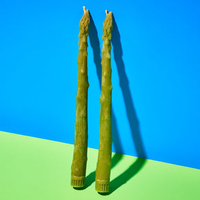Beeswax Asparagus Taper Candles Set of 2 Candle - Taper