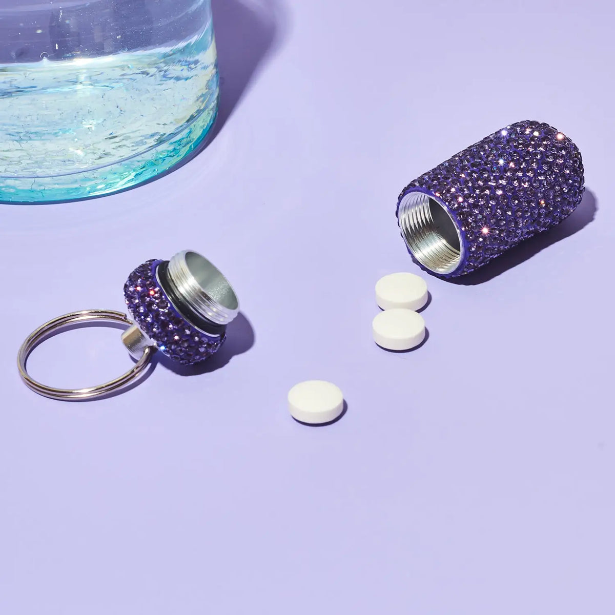 Bling Pill Case Keychain Purple | Friends Nyc Brooklyn Ny