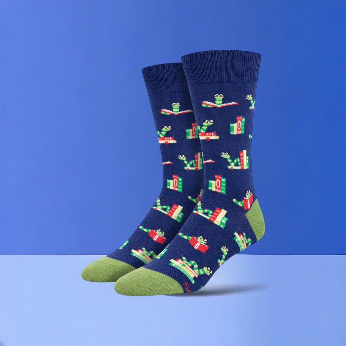 Bookworm Navy - Men’s Novelty Socks For Dad Gifts - Men