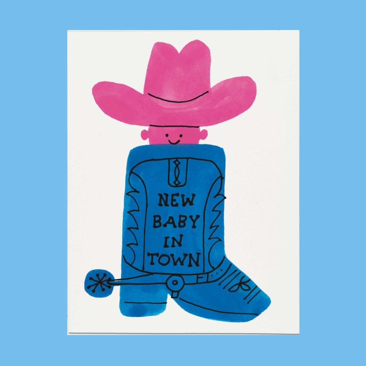 Boot Baby Greeting Card A2 - Baby - Blue - Gift - Shower