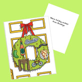 Brooklyn Wreath Holiday Card Artist Made - Christmas Card -