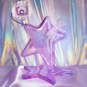 Canna Style Purple Star Bubbler Aesthetic Bong - Smoke