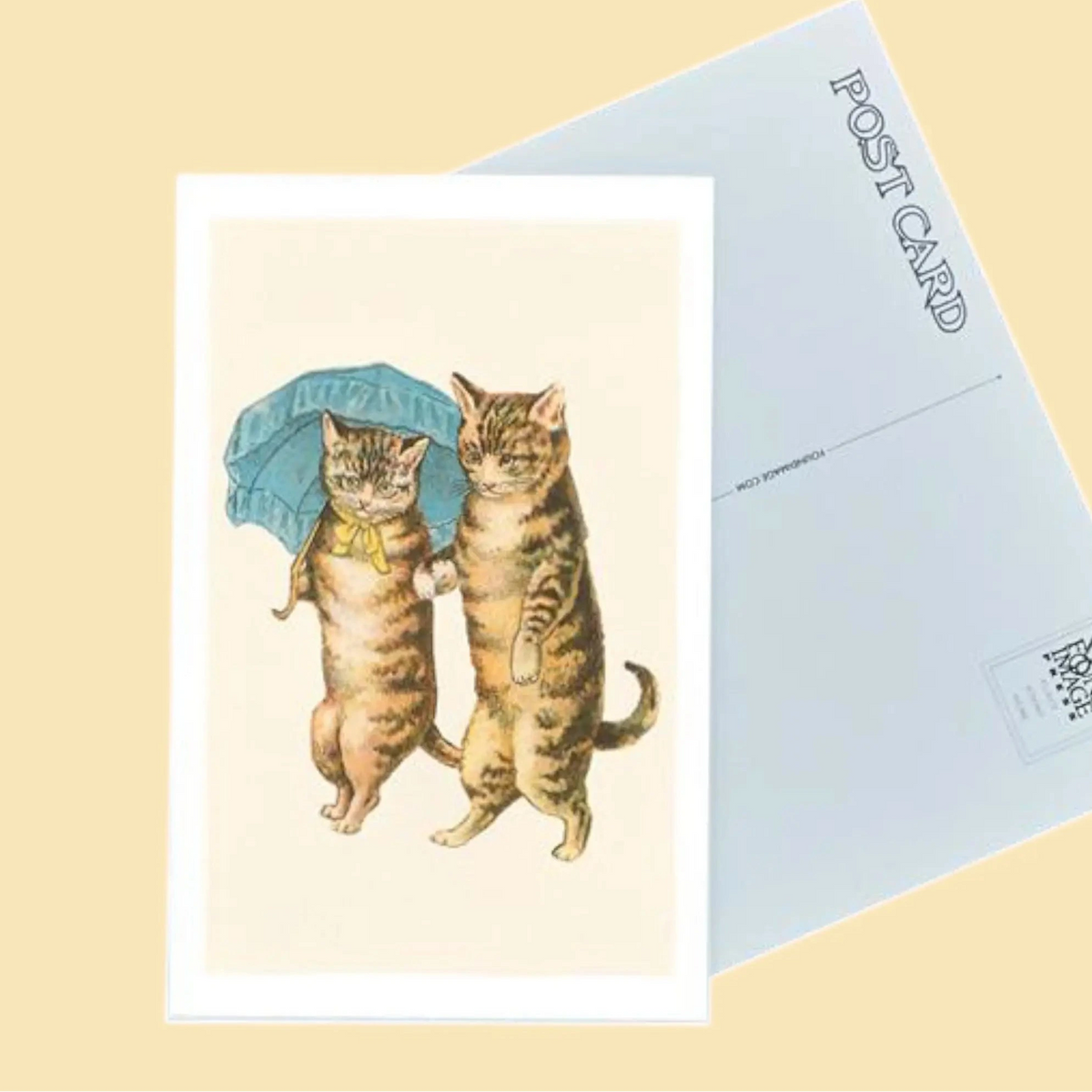 Cats with Umbrella Postcard Vintage | Friends Nyc Brooklyn