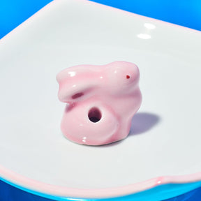 Ceramic Incense Holder - Bunny Pink Animal Novelty - Bunny -