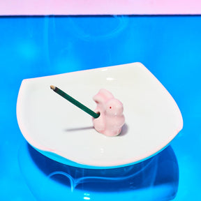 Ceramic Incense Holder - Bunny Pink Animal Novelty - Bunny -