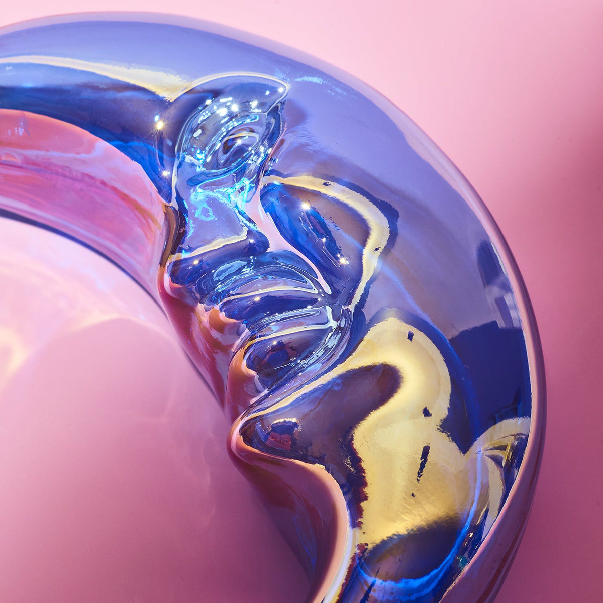 Crescent Moon Hand Pipe Blue | Glass | Friends Nyc Brooklyn