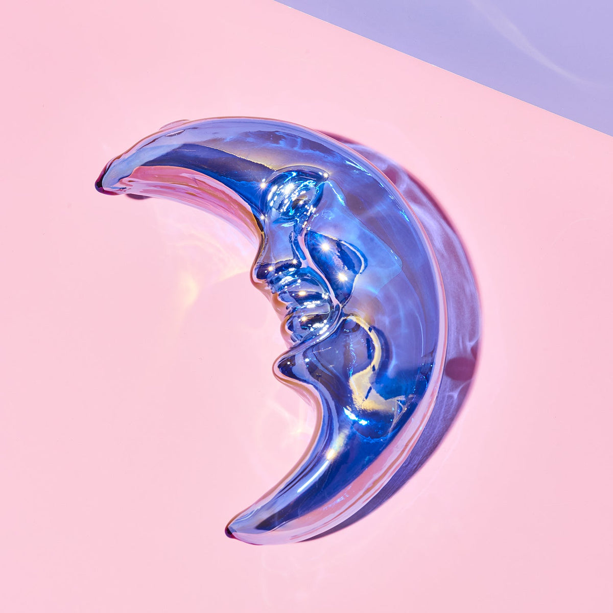 Crescent Moon Hand Pipe Blue | Glass | Friends Nyc Brooklyn