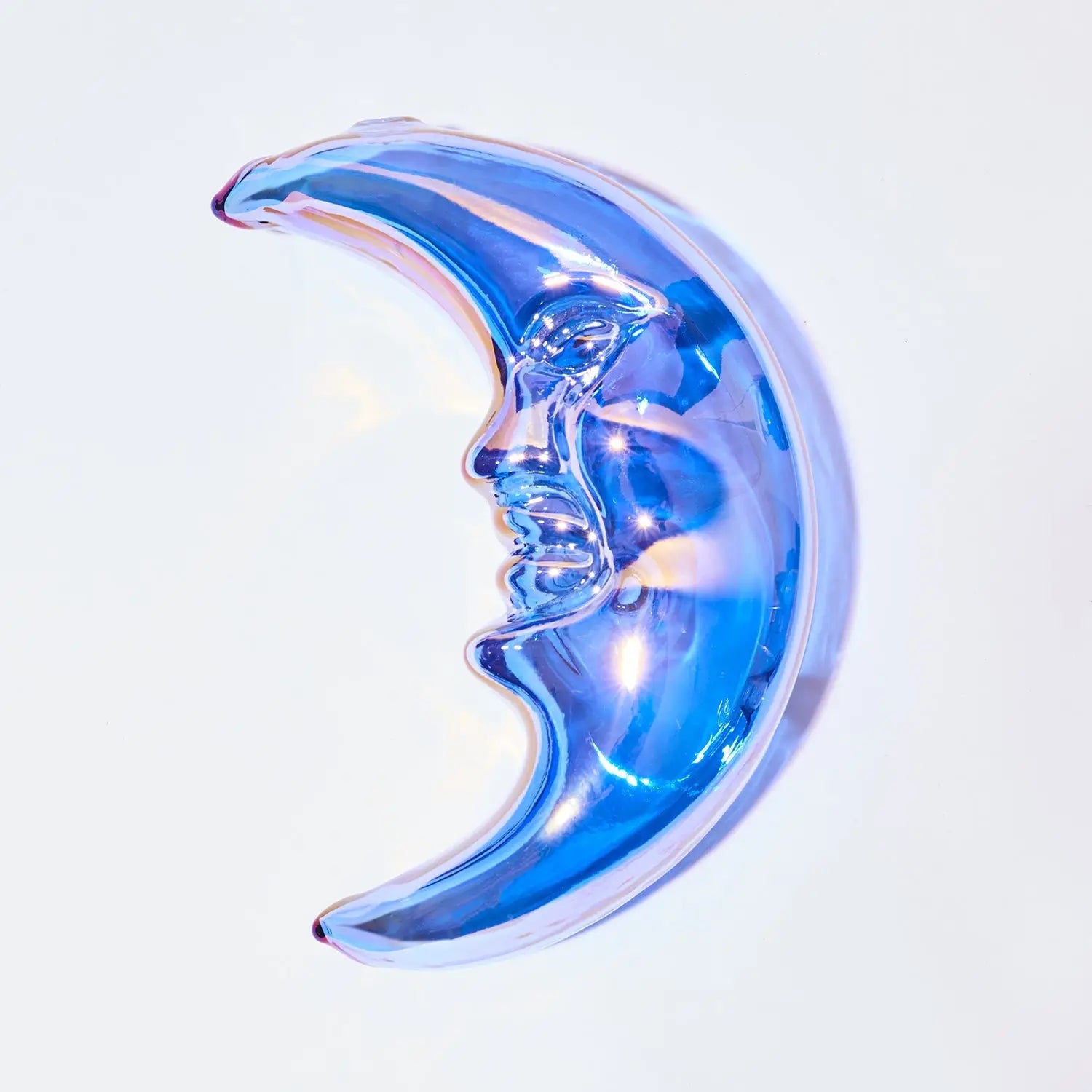 Crescent Moon Hand Pipe Blue | Glass | Friends Nyc Brooklyn