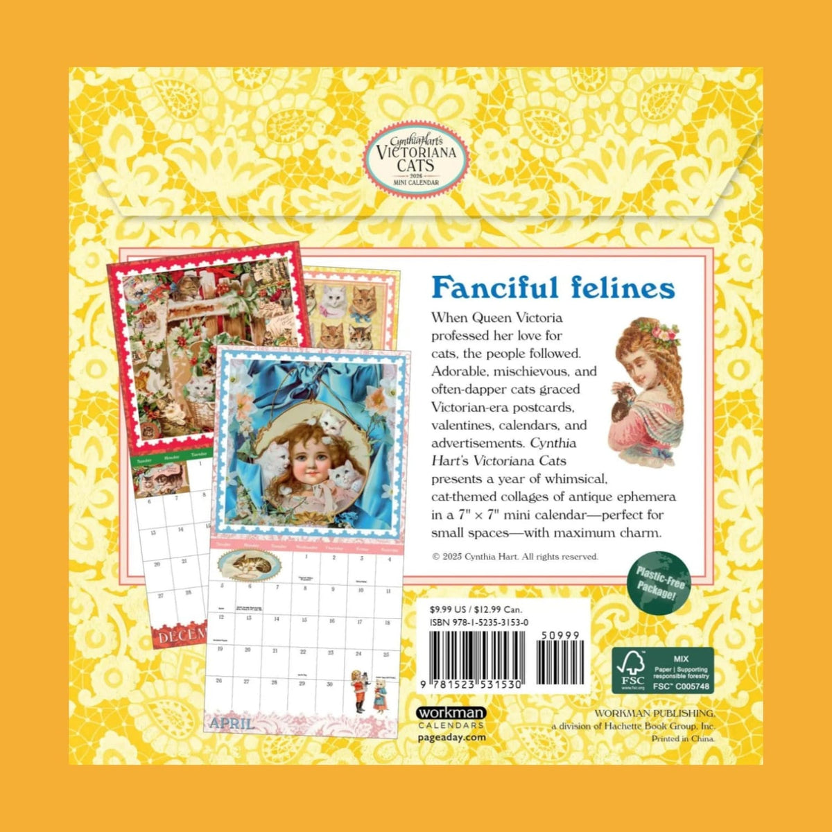 Cynthia Hart’s Victoriana Cats Mini Wall Calendar 2026