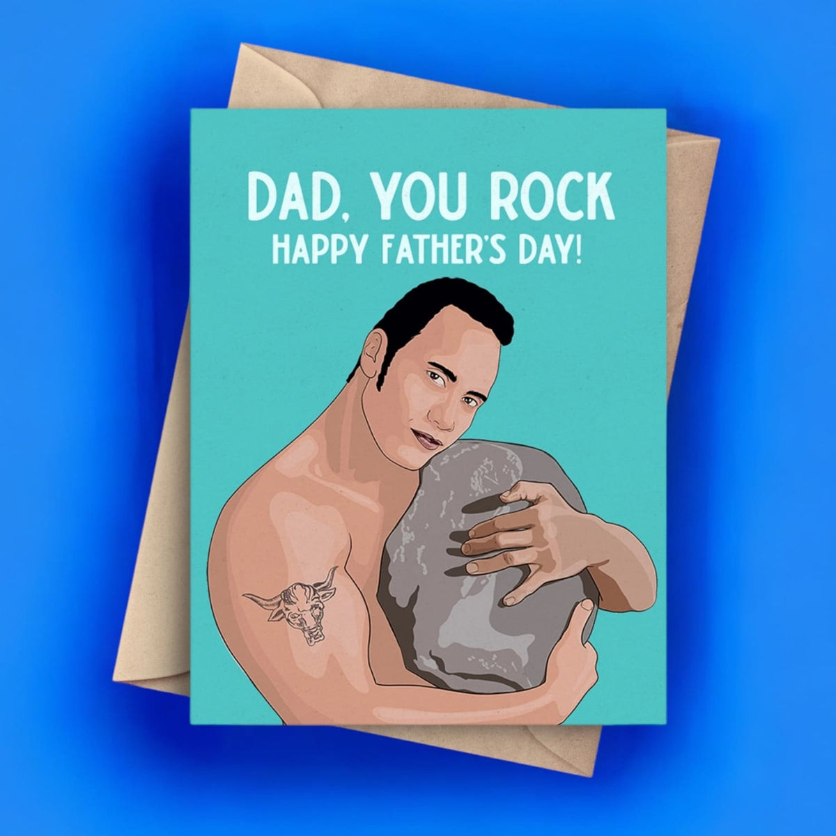 Dad You Rock Greeting Card Gift - Dwayne Johnson Fathers
