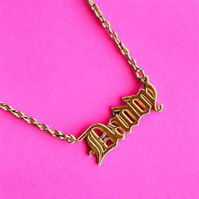 Daddy Gothic Nameplate Necklace Boxed - Daddy - Gold