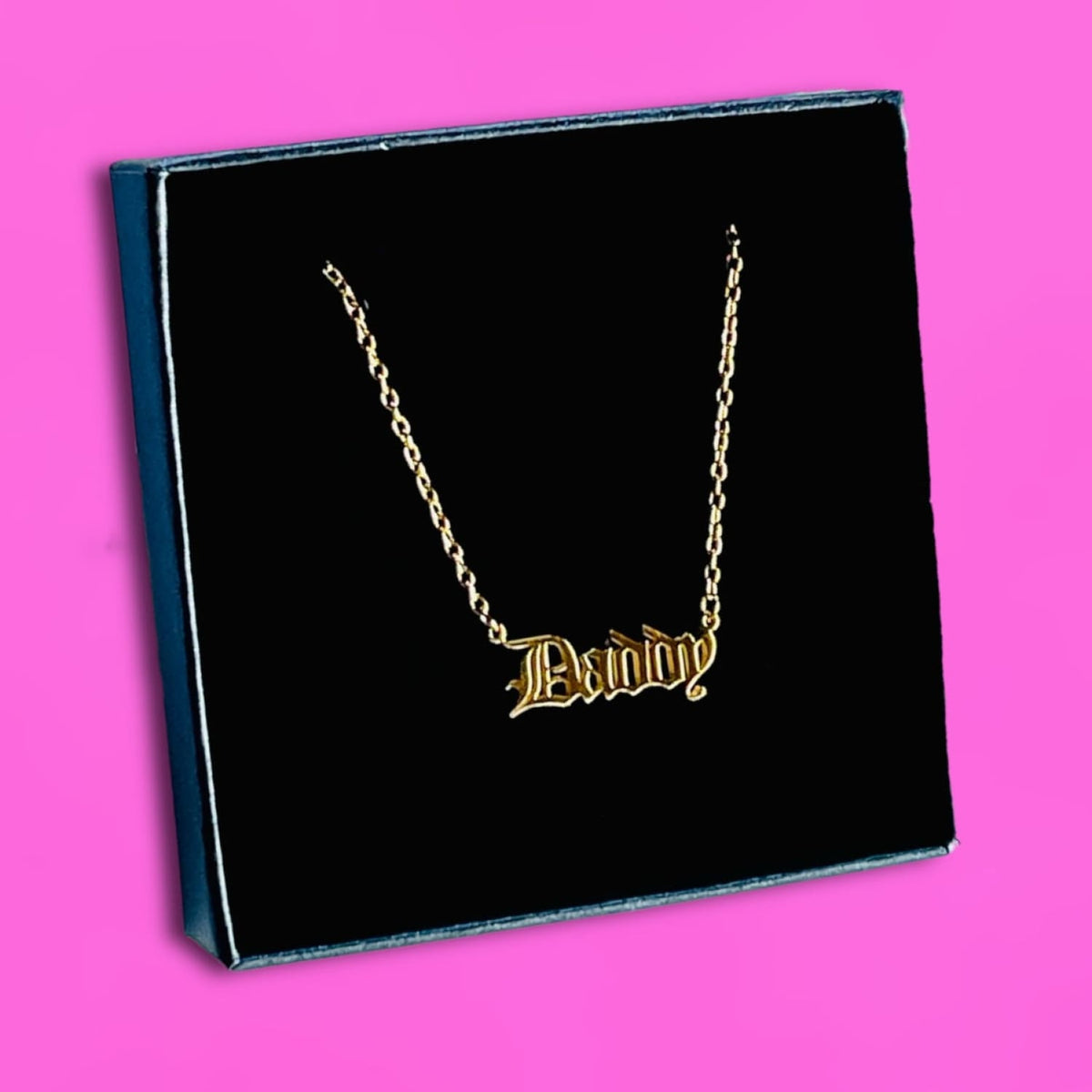 Daddy Gothic Nameplate Necklace Boxed - Daddy - Gold