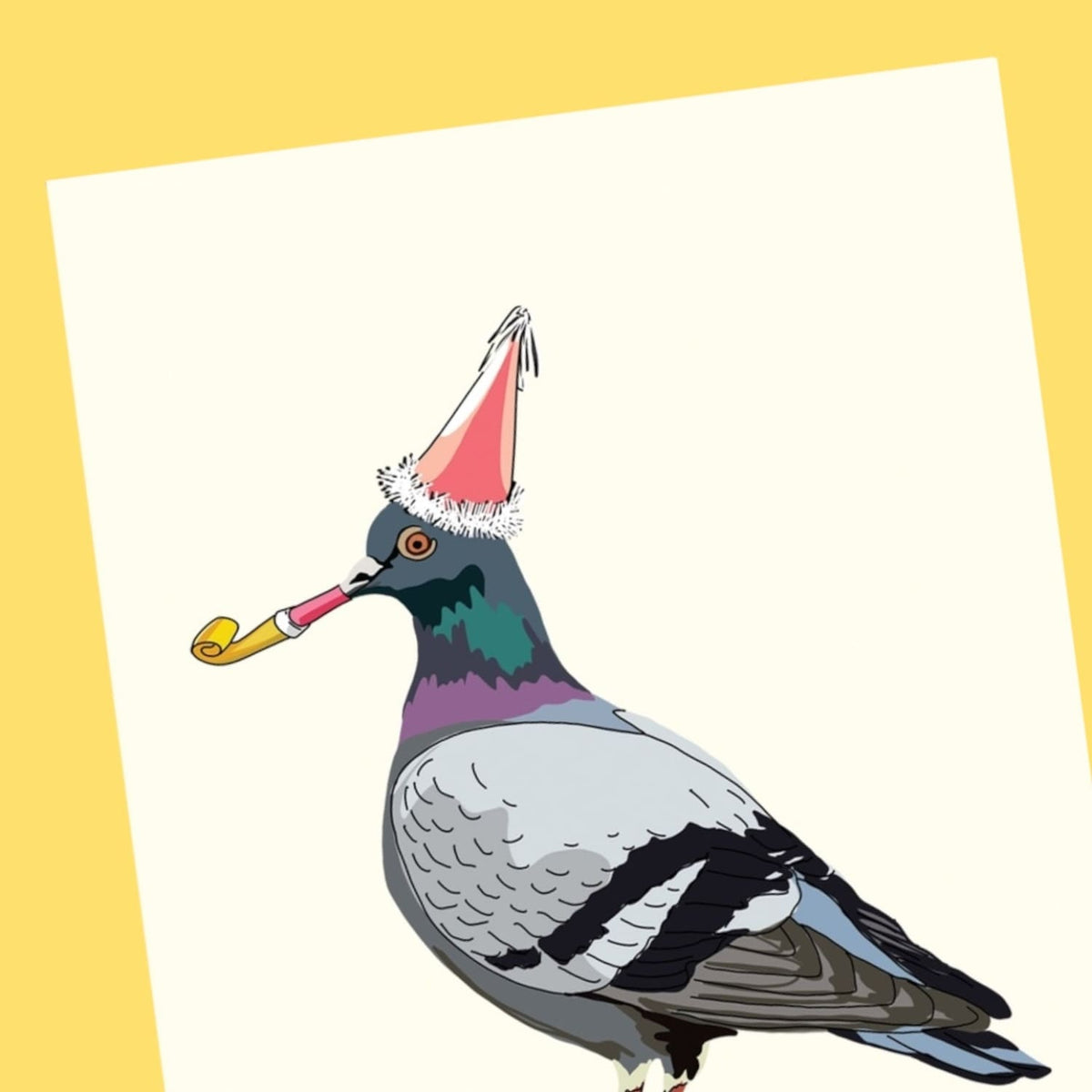 Dg Greeting Card Party Pigeon A2 - Blank - Card - Drawn