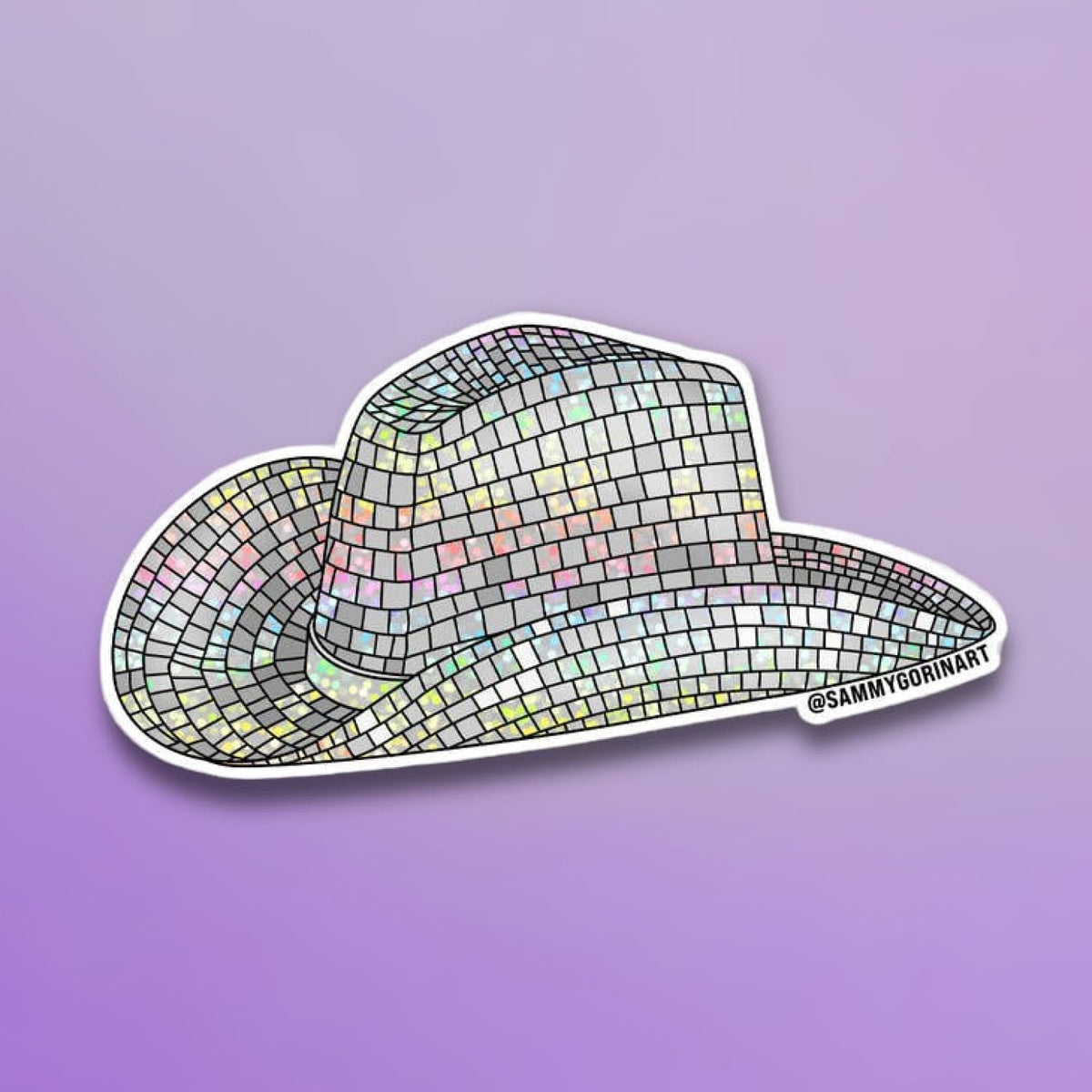 Disco Cowboy Hat Sticker Decorative - Greeting Card