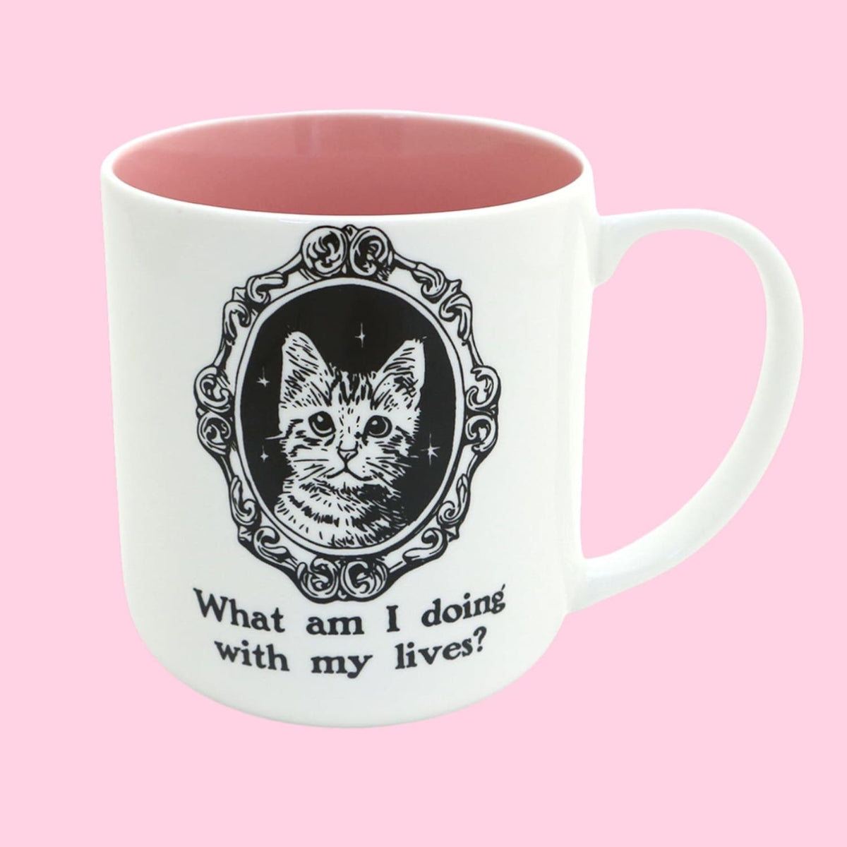 What am i Doing with my Lives Cat Mug Ceramic - Handmade
