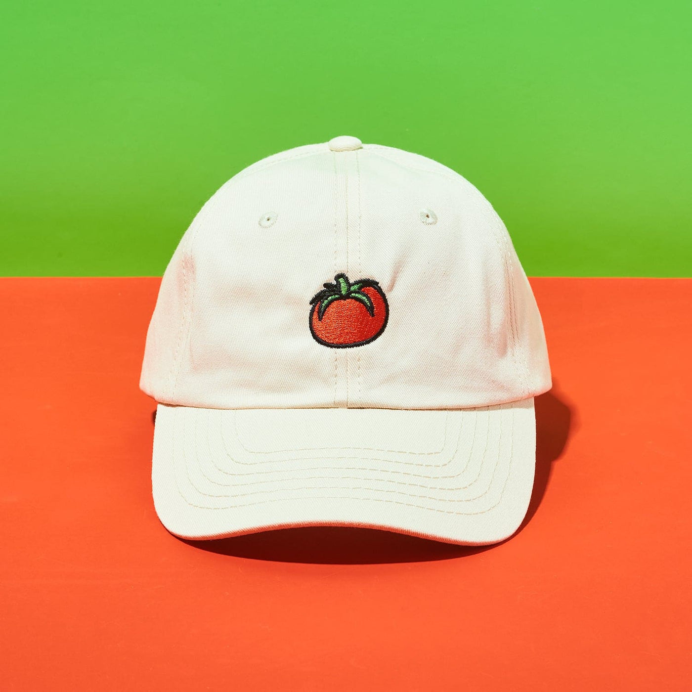Embroidered Tomato Cap - Beige Fake Food - Xsteph0325b